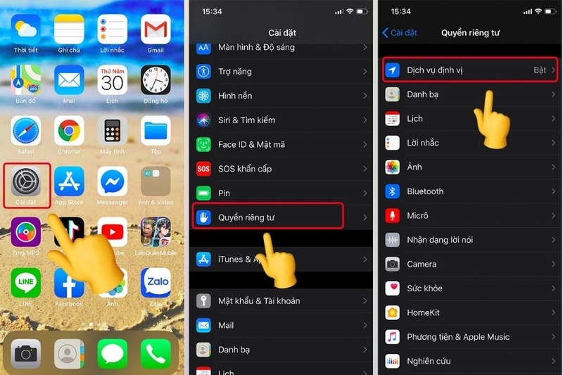 Bật dịch vụ định vị