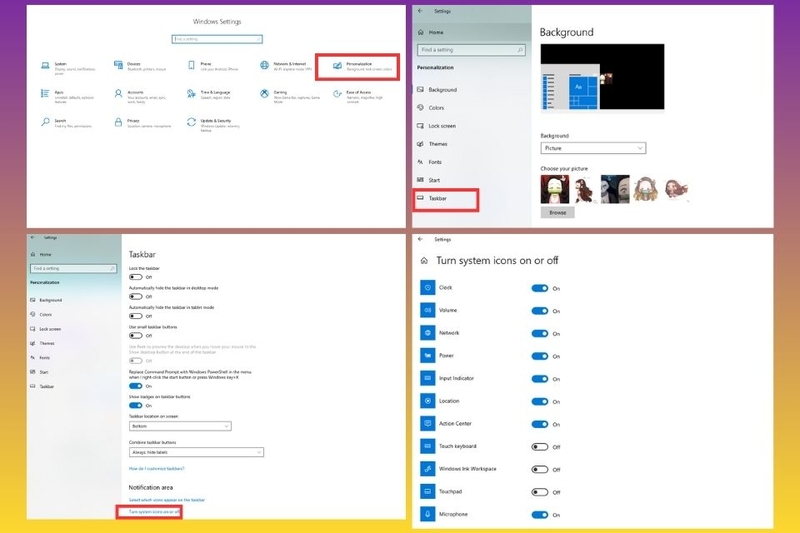 Bật lại biểu tượng trong Settings