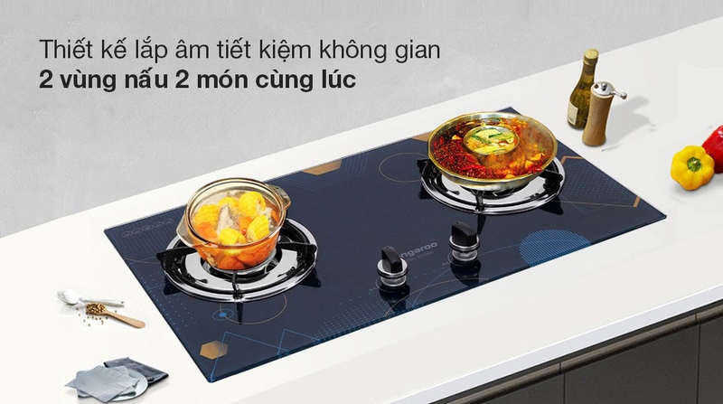 Thiết kế bếp gas lắp âm sang trọng