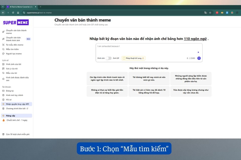 Bước 1: Chọn “Tìm kiếm mẫu”