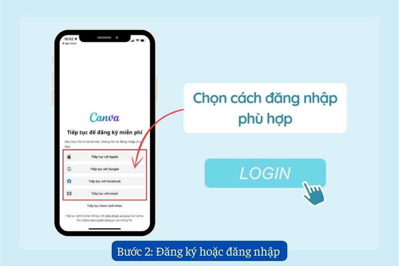 Bước 2: Đăng ký hoặc đăng nhập
