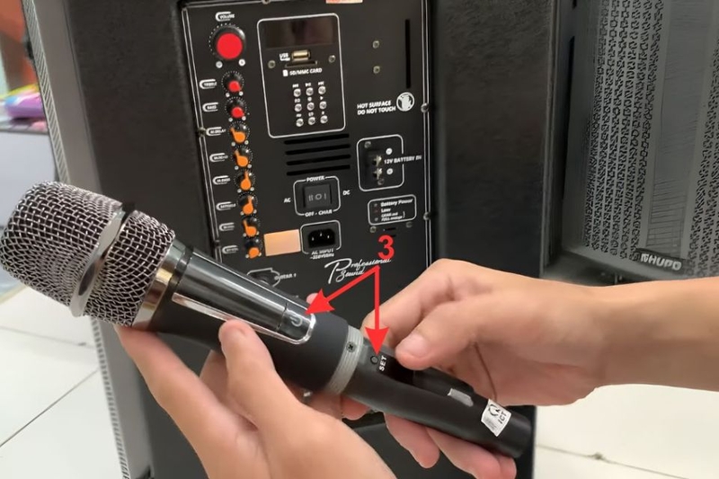 Bước 2 - Hướng dẫn dò lại tần số micro và loa kéo