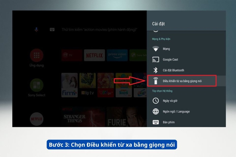 Bước 3_ Chọn Điều khiển từ xa bằng giọng n&oacute;i