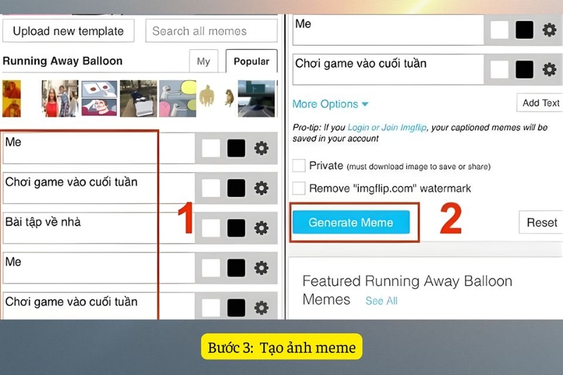 Bước 3: Tạo ảnh meme