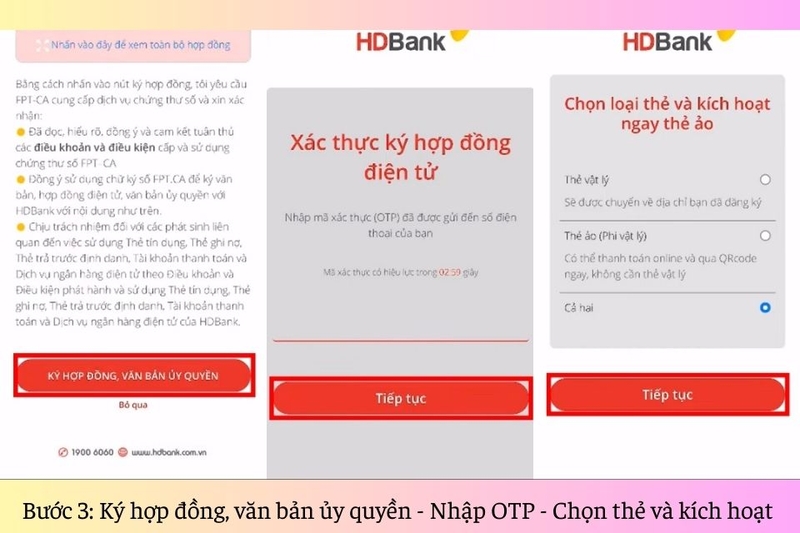 Bước 3 mở thẻ online