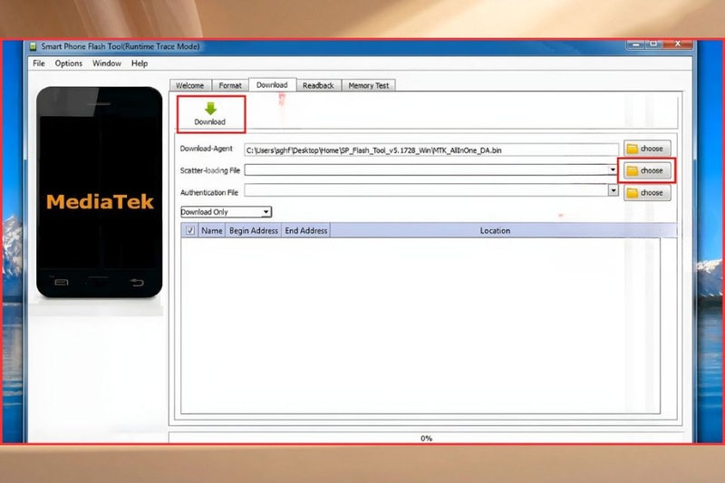 Bước 4_ Nhấn Choose tại mục Scatter-loading File