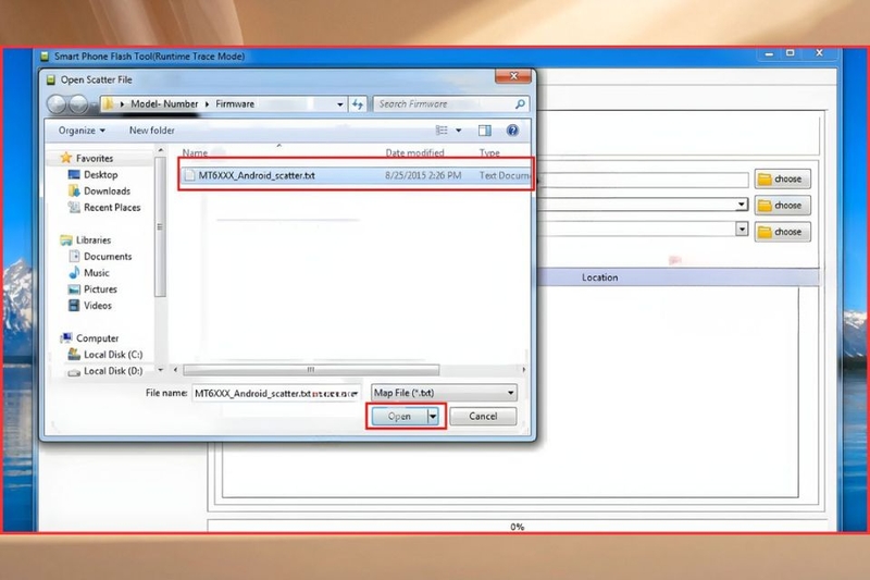 Bước 5_ Chọn file ROM đã tải về và nhấn Open