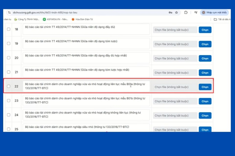 Bước 9_ Lựa chọn thông tư báo cáo phù hợp