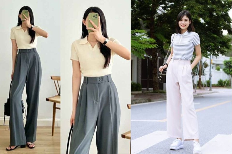 Quần tây phối áo polo