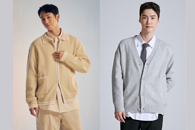 Áo sơ mi cùng áo khoác cardigan khoác ngoài