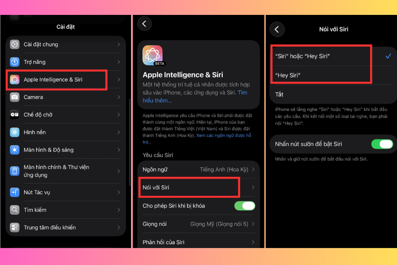Cách bật Siri trên iOS 26