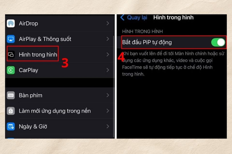 Cách bật chế độ hình trong hình bước 3