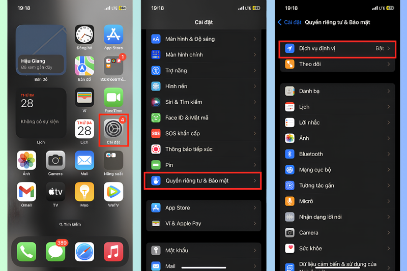 Cách bật định vị iPhone 1