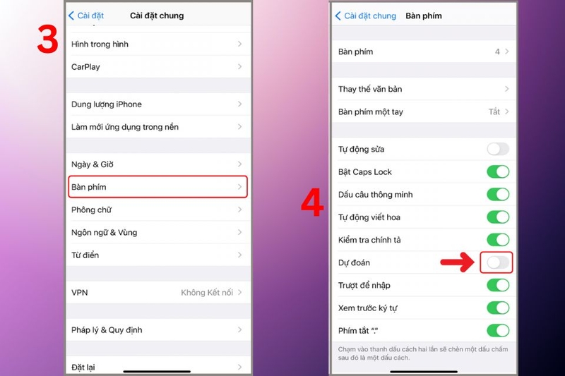 Cách bật tắt tính năng dự đoán từ trên iPhone 2