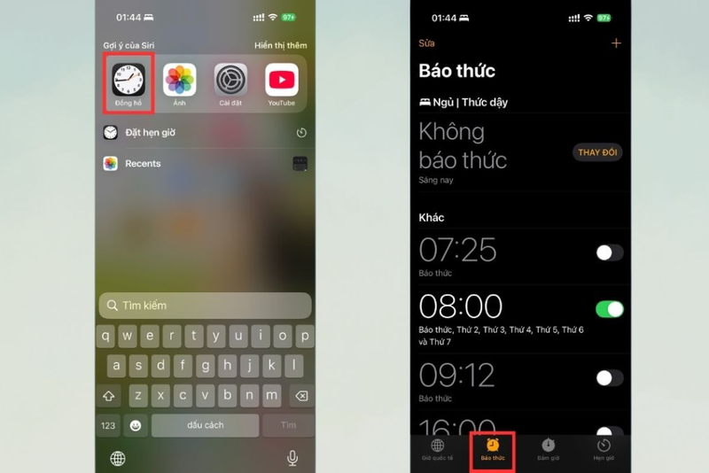 Cách cài đặt hẹn giờ báo thức iPhone 1