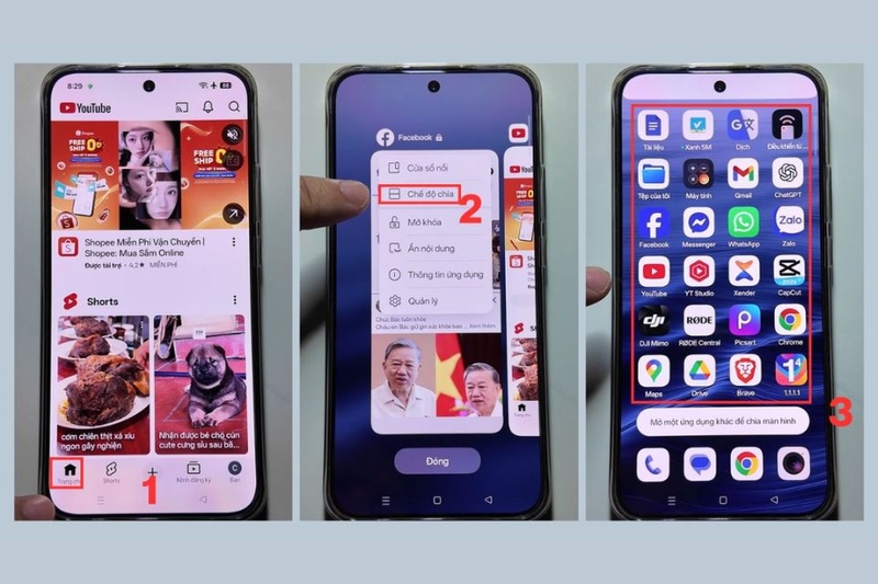 Cách chia đôi màn hình Oppo