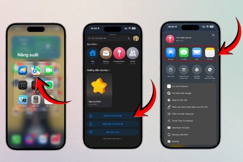 Cách chia sẻ vị trí trong Bản đồ trên iPhone