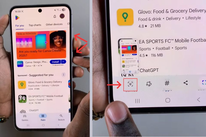 Cách chụp màn hình cuộn (chụp dài) trên Samsung Galaxy A56