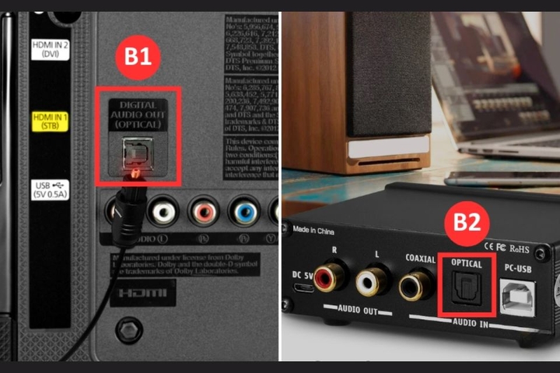Cách đấu loa vi tính vào tivi qua cổng Optical