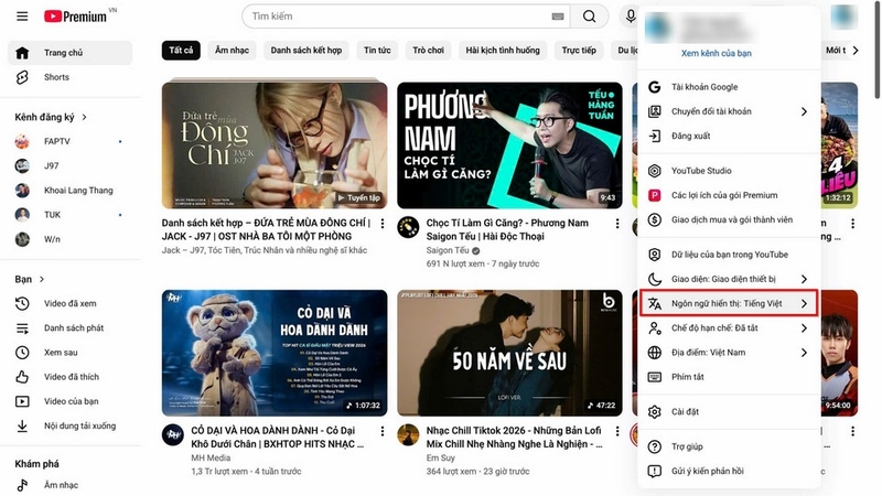 Cách đổi ngôn ngữ trên Youtube ảnh 2