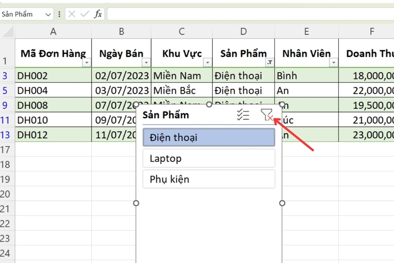 Cách dùng Slicer lọc dữ liệu Excel (7)