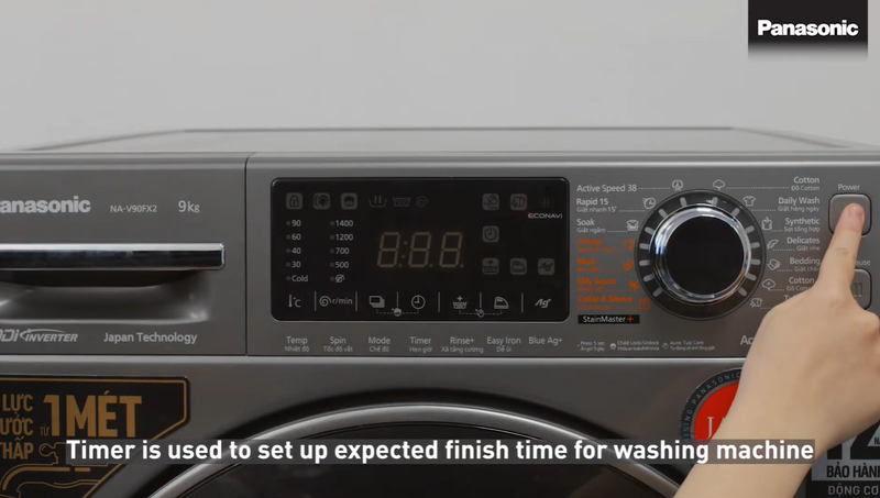 Cách hẹn giờ kết thúc chương trình giặt của máy giặt Panasonic - 1