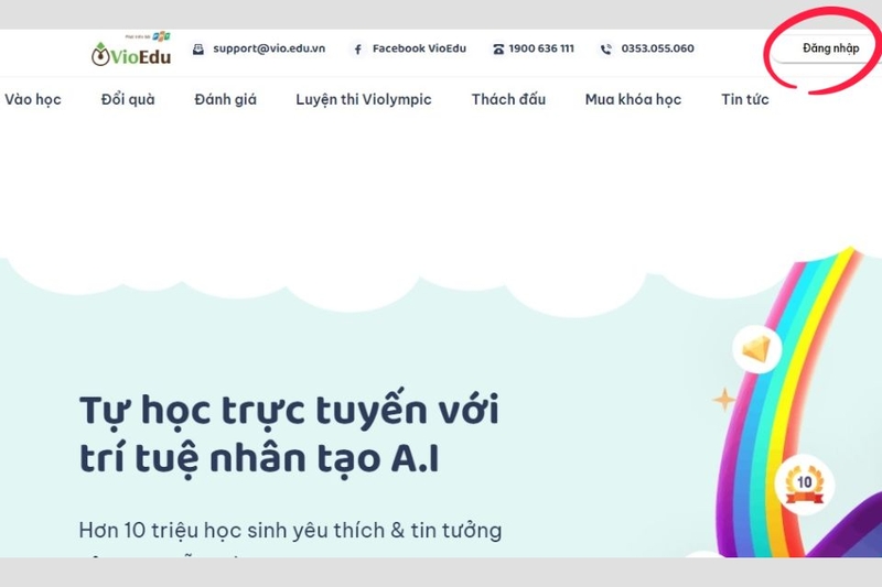 Truy cập website chính thức của VioEdu và đăng nhập