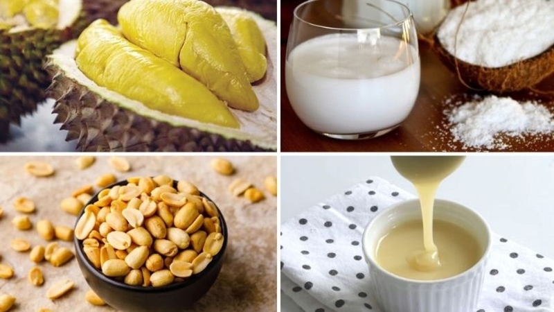 Nguyên liệu làm kem sầu riêng với nước cốt dừa
