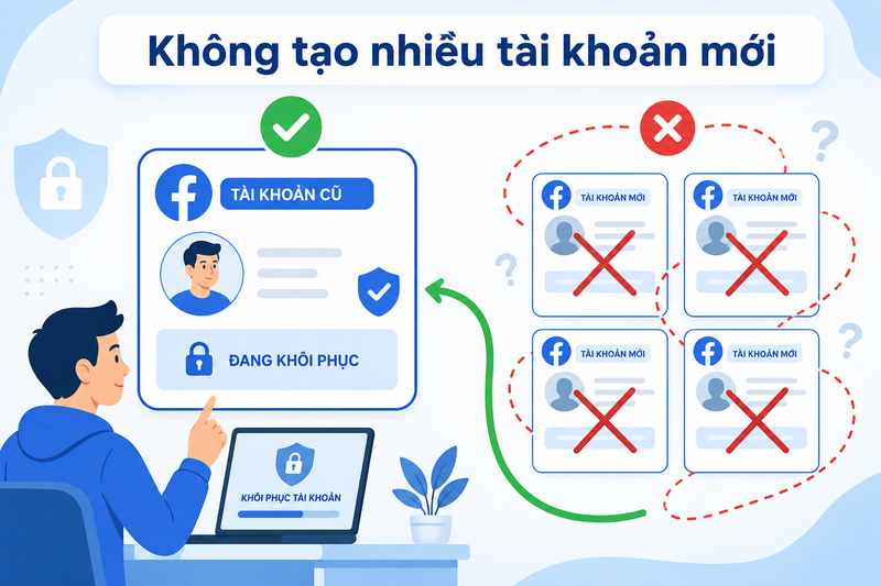Không tạo nhiều tài khoản mới để thay thế ngay