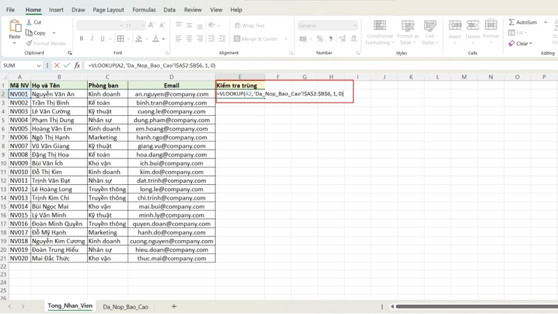 Cách lọc dữ liệu trùng nhau trên 2 sheet Excel (4)