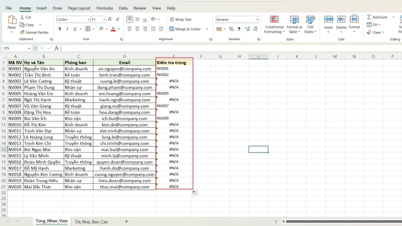 Cách lọc dữ liệu trùng nhau trên 2 sheet Excel (5)
