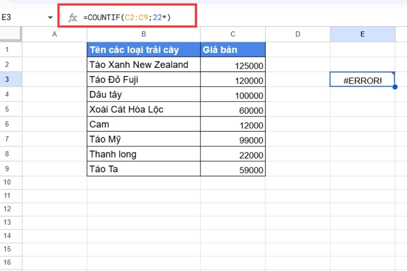 Cách sử dụng hàm COUNTIF trong Google Sheet (11)