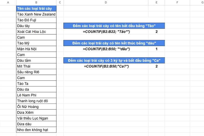Cách sử dụng hàm COUNTIF trong Google Sheet (7)