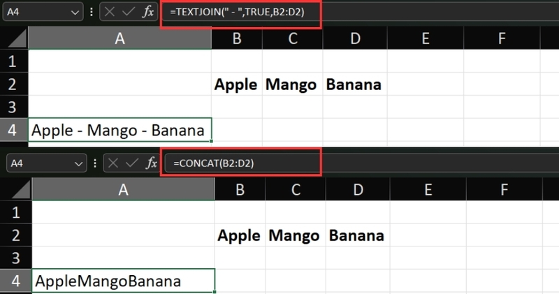 Cách sử dụng hàm TEXTJOIN trong phiên bản Excel 2016 trở đi