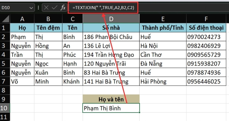 Cách sử dụng hàm TEXTJOIN (3)
