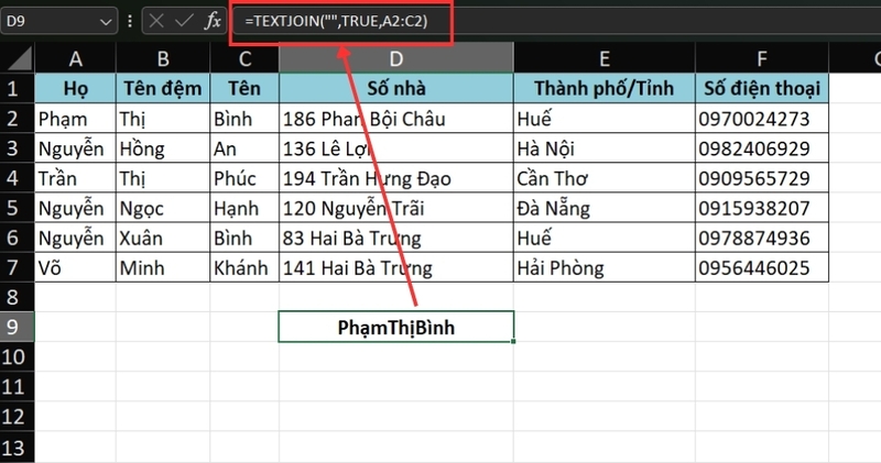 Cách sử dụng hàm TEXTJOIN (6)