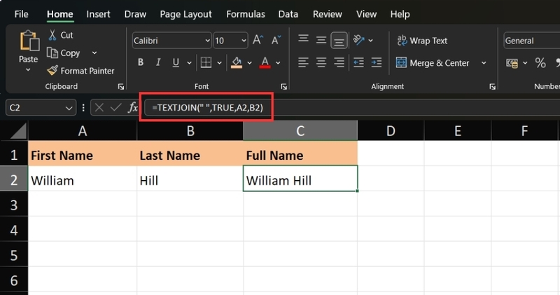 Cách sử dụng hàm TEXTJOIN trong phiên bản Excel 2016 trở đi