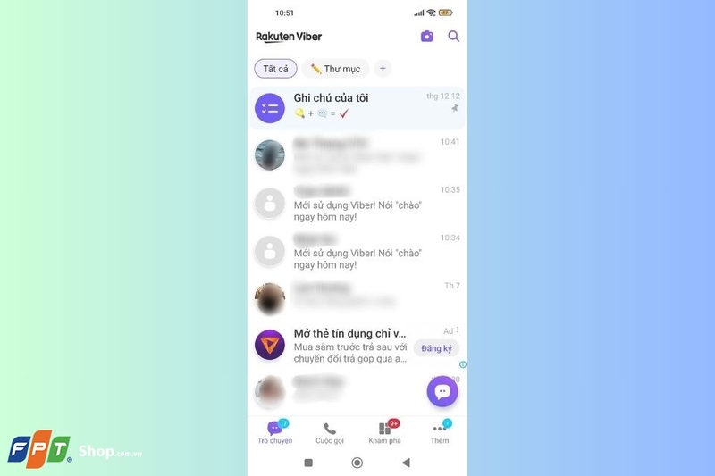 Vào ứng dụng Viber chọn người muốn chat
