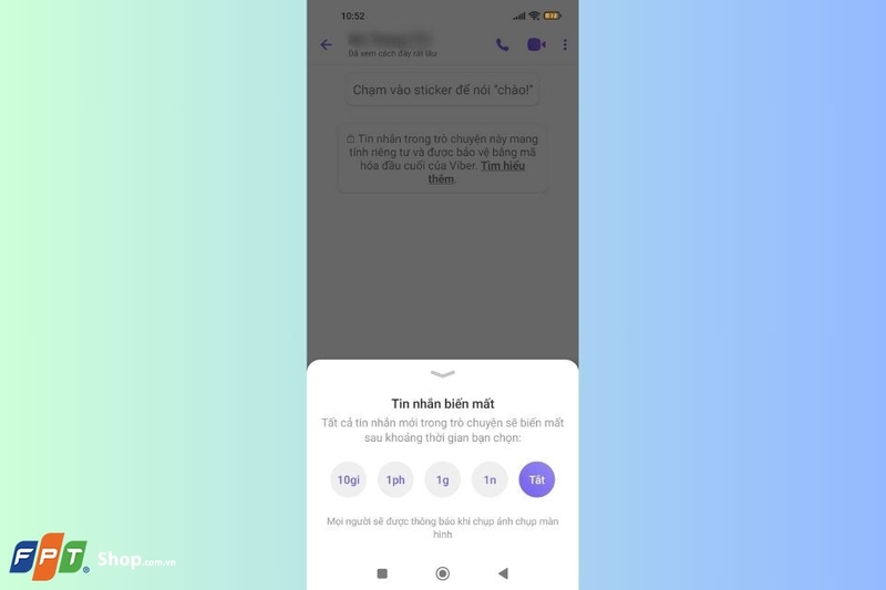 Tùy chỉnh thời gian biến mất tin nhắn