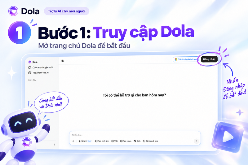 Truy cập Dola AI và đăng nhập tài khoản