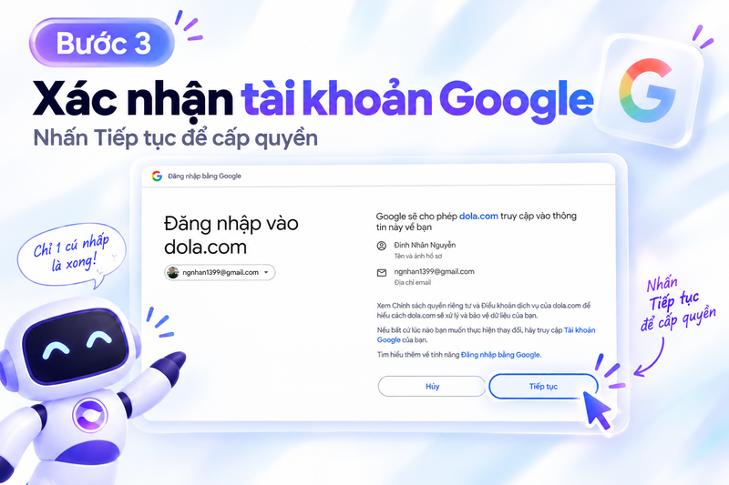 Xác nhận tài khoản Google và cấp quyền truy cập