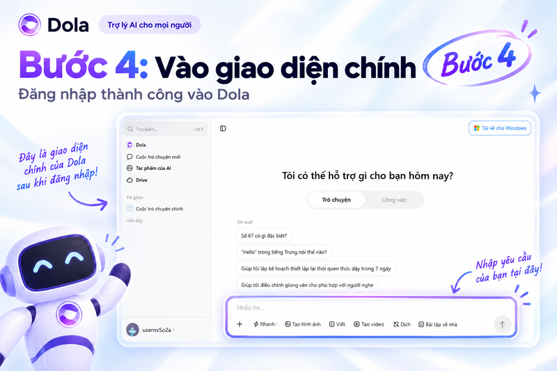 Truy cập giao diện tạo video trên Dola AI