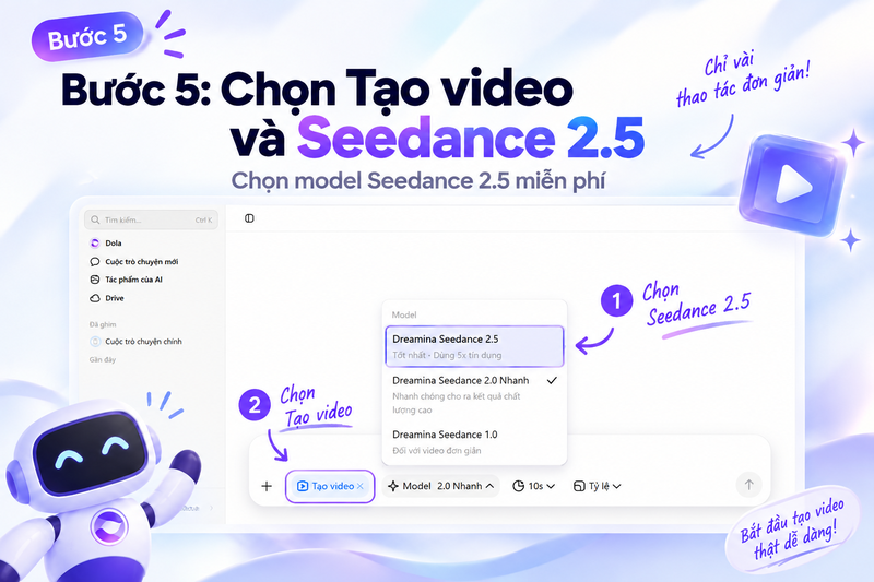 Chọn model Seedance 2.5 và nhập nội dung yêu cầu