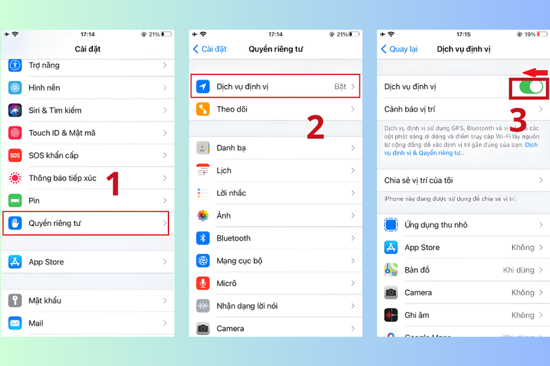 Cách tắt định vị iPhone