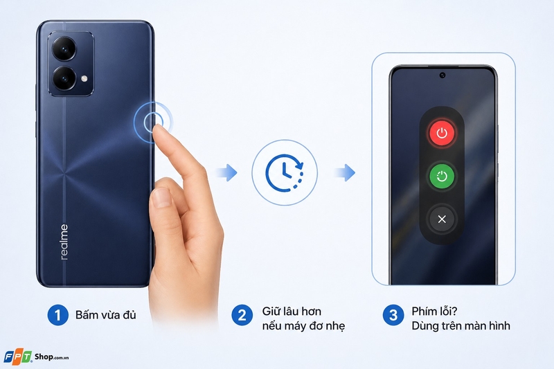 Cách tắt nguồn điện thoại Realme hình 9