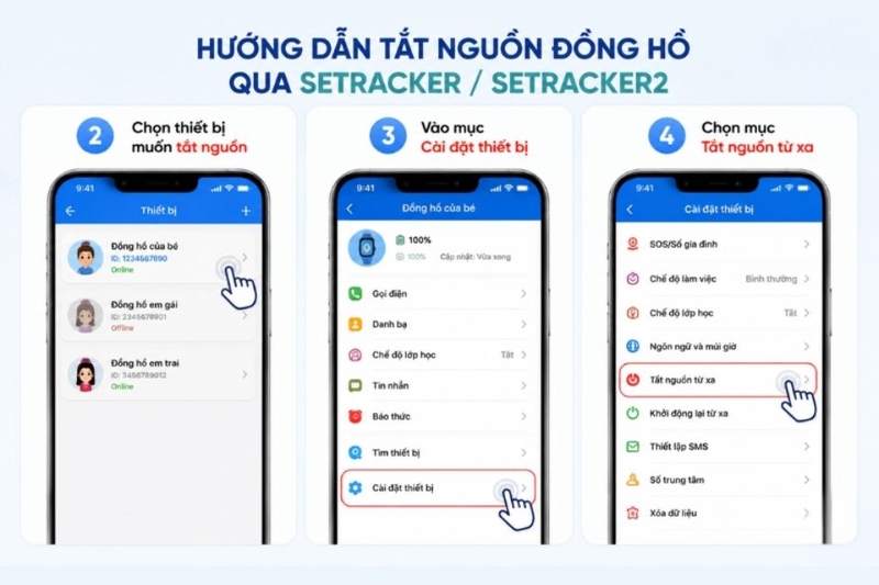Cách tắt nguồn đồng hồ định vị trẻ em bằng SeTracker
