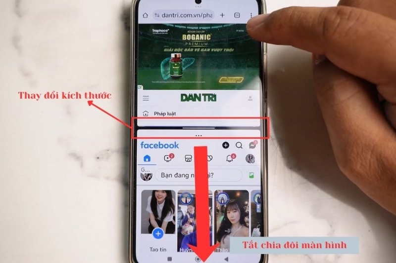 Cách thay đổi kích thước và thoát chế độ chia đôi