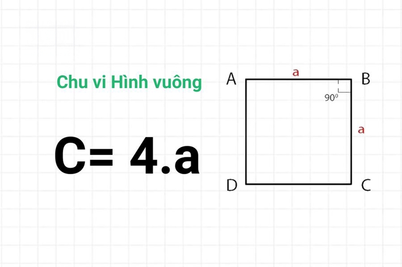 Cách tính chu vi hình vuông