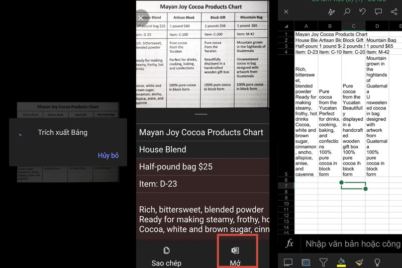Cách xuất dữ liệu từ ảnh vào trang tính Excel trên Android (3)