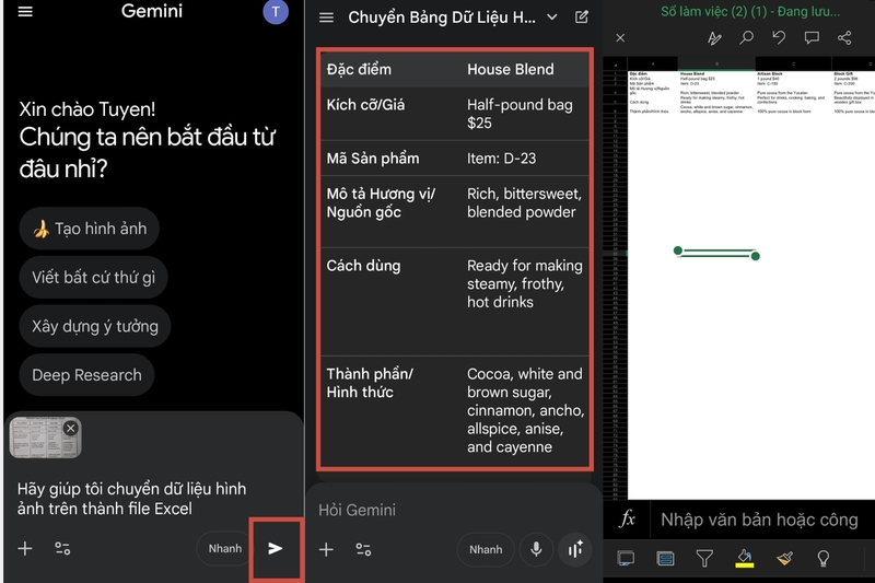Cách xuất dữ liệu từ ảnh vào trang tính Excel trên Android (5)